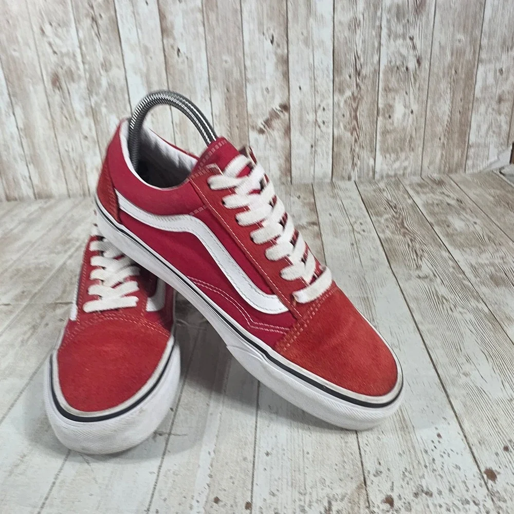 Vans Old Skool Red Suede Canvas Skate‎ Shoes Women's 7.5 Men's 6